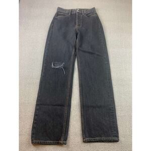 Still Here New York Jeans‎ Women 25 High Rise Straight Leg Black Distressed